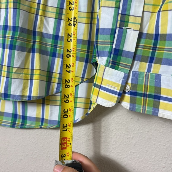 Ralph Lauren Classic Fit Plaid Oxford Shirt Yellow Blue Green Button Down L - Picture 7 of 8